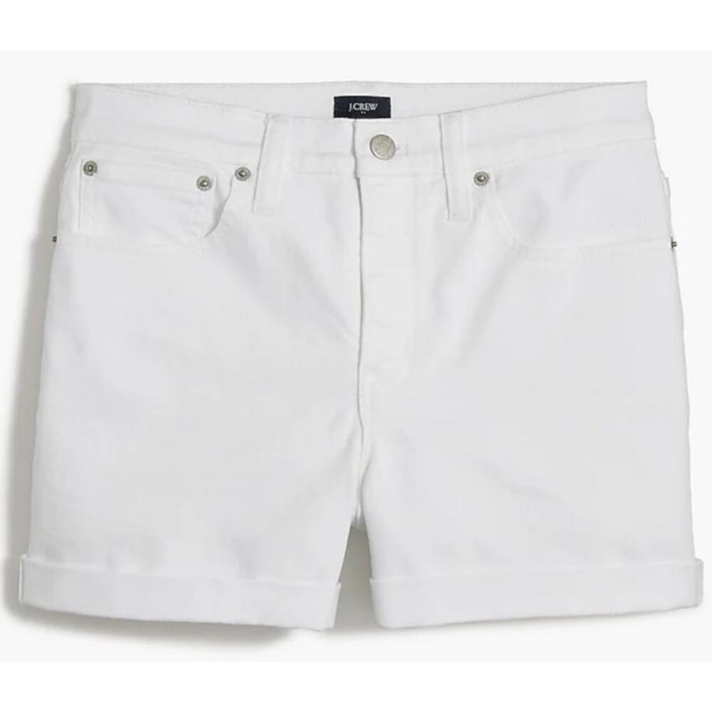 J Crew Classic Optic White Denim Jean Cute Trendy Shorts US Women's 24 New